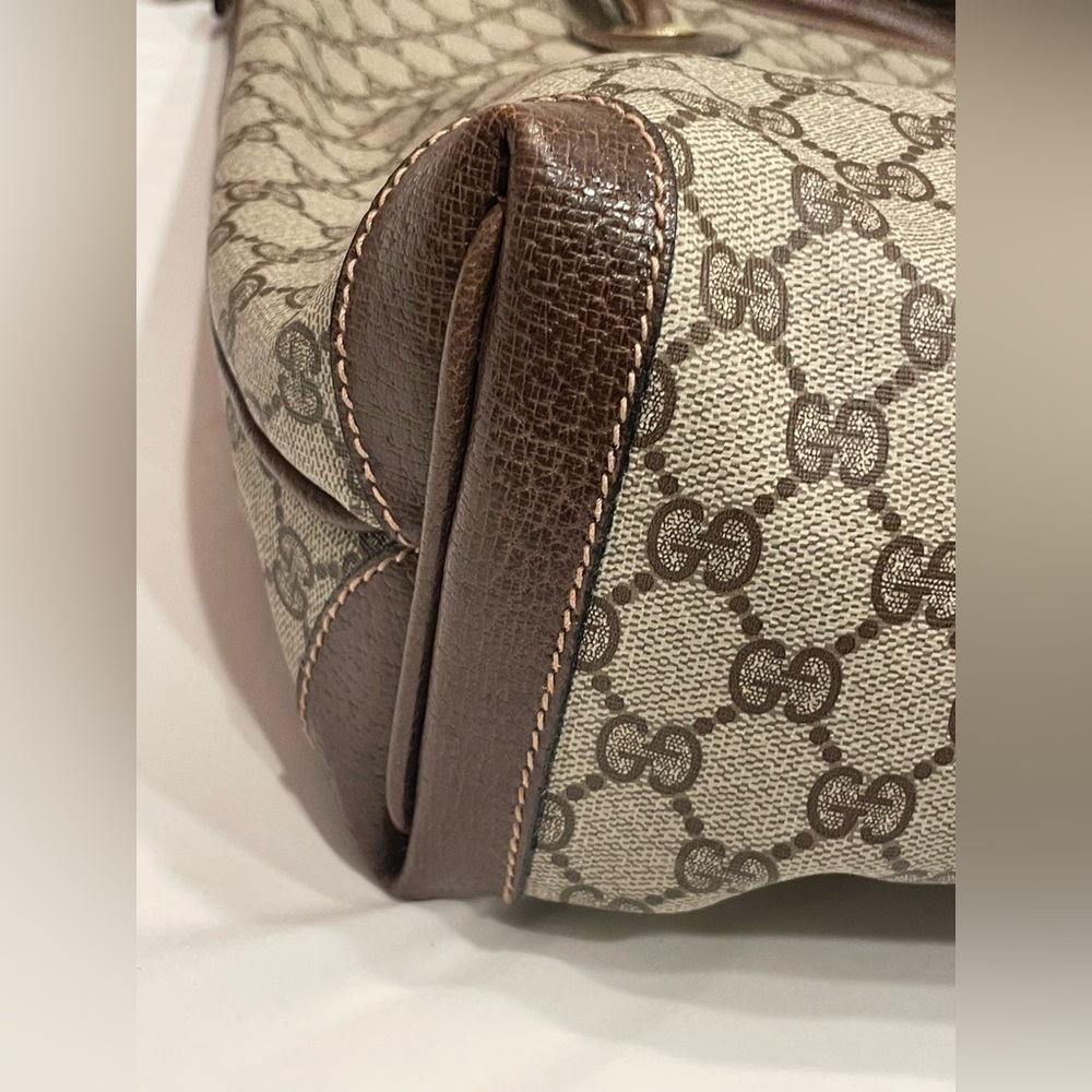 NWOT GUCCI Vintage GG Brown Monogram Canvas and Leather XL Travel 90s Tote Bag - Picture 3 of 10